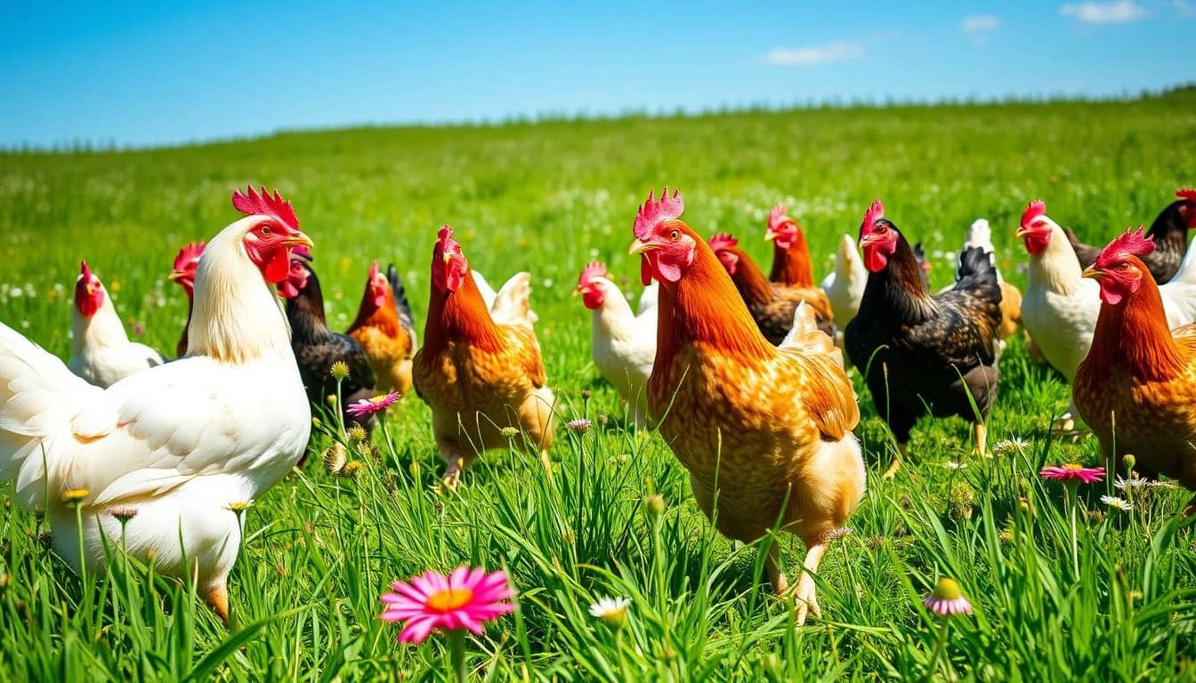 Happy hens in a free range environment