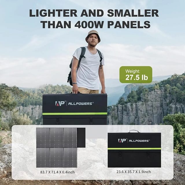 ALLPOWERS SP039 600W Monocrystalline Portable Solar Panel Waterproof IP67 RV Solar Panel Kit with 44V MC-4 Output Foldable Solar Charger for Outdoor Adventures Power Outage Solar Generator