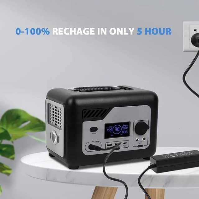 ODEER Portable Power Station, 285Wh Portable Solar Generator Portable Power Station 300W with AC Input, 2*DC 120W Output, 2* USB-A Output, LED Light for Outdoor Camping